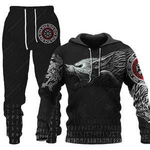 3D Wolf Print Tracksuit Men Sportswear Hooded Sweatsuit Two Piece Outdoors Running Fitness Mens Clothing Jogging Set - MISSCLAUS