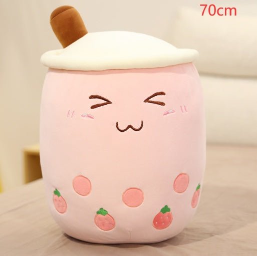 Cute Fruit Drink Plush Stuffed Soft Strawberry Milk Tea Plush Boba Tea Cup Toy Bubble Tea Pillow Cushion Kids Gift - MISSCLAUS