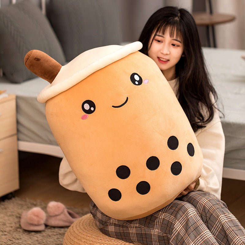 Cute Fruit Drink Plush Stuffed Soft Strawberry Milk Tea Plush Boba Tea Cup Toy Bubble Tea Pillow Cushion Kids Gift - MISSCLAUS