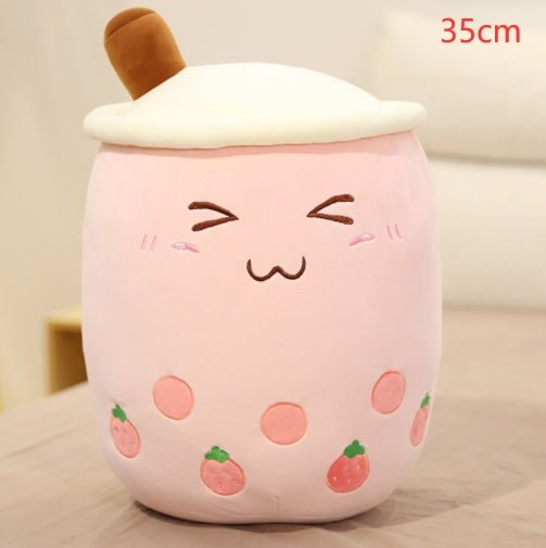 Cute Fruit Drink Plush Stuffed Soft Strawberry Milk Tea Plush Boba Tea Cup Toy Bubble Tea Pillow Cushion Kids Gift - MISSCLAUS