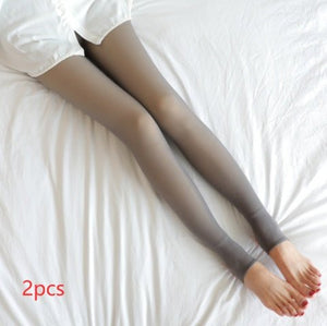 Fake Translucent Plus Size Leggings Fleece Lined Tights Fall And Winter Warm Fleece Pantyhose Women Fleece Lined Pantyhose Thermal Winter Tights - MISSCLAUS