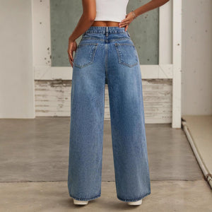 Fashion High Waist Loose Straight With Baht Wide Leg Mop Pants - MISSCLAUS