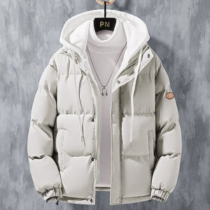 Fashion Hooded Jacket Men Winter Windproof Thickened Fake Two - piece Coat Solid Leisure Sports Cotton Jacket - MISSCLAUS