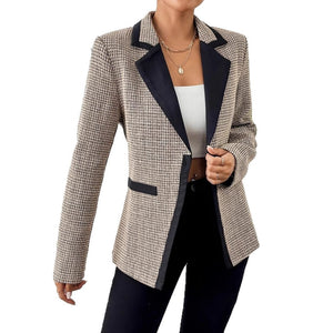 Graceful And Fashionable Houndstooth Color Matching Plaid Graceful Suit Jacket - MISSCLAUS