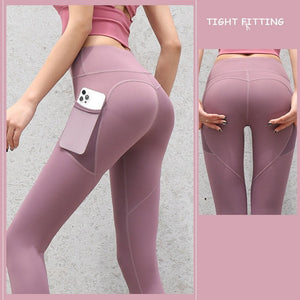 Gym Sport Seamless Leggings With Pockets Push Up High Waist Pants Women Fitness Running Yoga Pants Gym Sport Seamless Leggings - MISSCLAUS