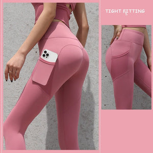 Gym Sport Seamless Leggings With Pockets Push Up High Waist Pants Women Fitness Running Yoga Pants Gym Sport Seamless Leggings - MISSCLAUS