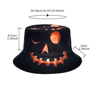 Halloween Hats Creative Cartoon Pumpkin Grimace Printed Sun - shade Fisherman Hat - MISSCLAUS