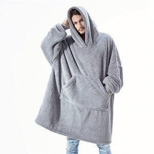Hoodie Sweatshirt With Big Pocket Tops Sweater Comfortable Loose Double - Sided Fleece Thicker Wearable Blanket - MISSCLAUS