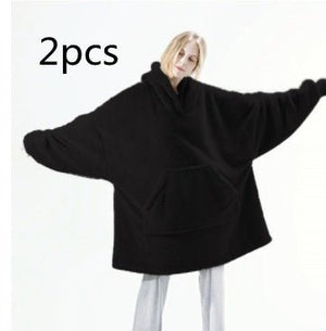Hoodie Sweatshirt With Big Pocket Tops Sweater Comfortable Loose Double - Sided Fleece Thicker Wearable Blanket - MISSCLAUS
