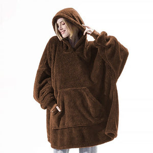Hoodie Sweatshirt With Big Pocket Tops Sweater Comfortable Loose Double - Sided Fleece Thicker Wearable Blanket - MISSCLAUS