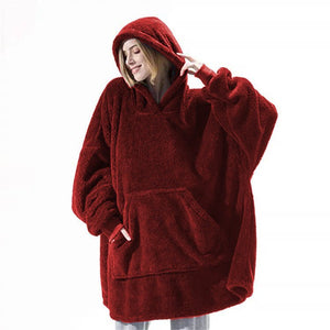 Hoodie Sweatshirt With Big Pocket Tops Sweater Comfortable Loose Double - Sided Fleece Thicker Wearable Blanket - MISSCLAUS