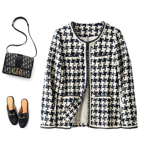 Houndstooth Small Fragrance Jacket Women Clothing - MISSCLAUS