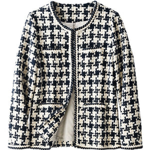 Houndstooth Small Fragrance Jacket Women Clothing - MISSCLAUS