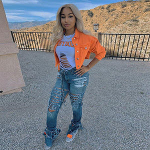 Jacket Women Streetwear Denim Jacket Women Outwear Bodycon Jeans Jackets Women Coat Casual Ladies Cropped Jackets - MISSCLAUS