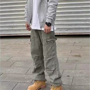 Loose Straight Heavy Stone Washed Retro Casual Denim Trousers - MISSCLAUS