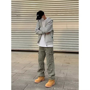 Loose Straight Heavy Stone Washed Retro Casual Denim Trousers - MISSCLAUS