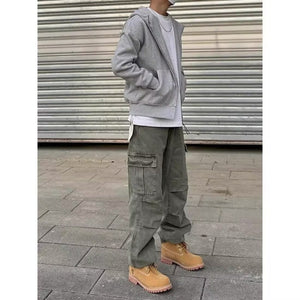 Loose Straight Heavy Stone Washed Retro Casual Denim Trousers - MISSCLAUS