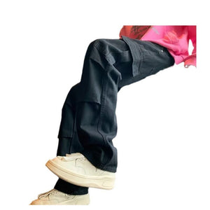 Loose Straight Heavy Stone Washed Retro Casual Denim Trousers - MISSCLAUS