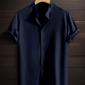 Men's Casual Breathable Polyester Fiber Stand Collar Shirt - MISSCLAUS