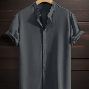 Men's Casual Breathable Polyester Fiber Stand Collar Shirt - MISSCLAUS