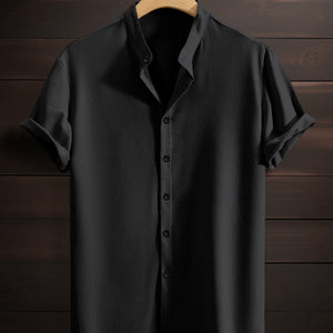 Men's Casual Breathable Polyester Fiber Stand Collar Shirt - MISSCLAUS