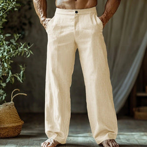 Men's Linen Button Slant Pocket Breathable Trousers - MISSCLAUS