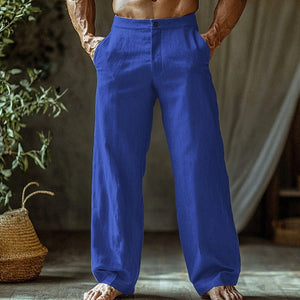 Men's Linen Button Slant Pocket Breathable Trousers - MISSCLAUS