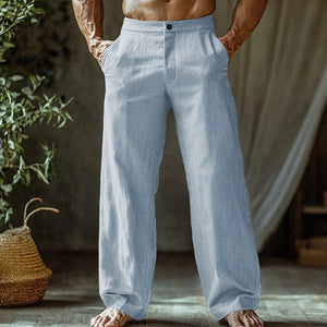 Men's Linen Button Slant Pocket Breathable Trousers - MISSCLAUS