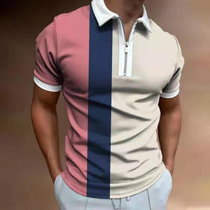 Men's POLO Shirt Striped Printed Short Sleeve T-Shirt Lapel Shirt - MISSCLAUS