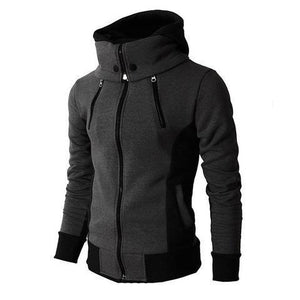 Men's Zip UP Hooded Jacket Fake Two Piece Sports Cardigan Casual Slim Sweatshirt Jacket - MISSCLAUS