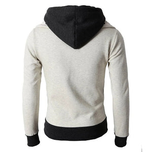 Men's Zip UP Hooded Jacket Fake Two Piece Sports Cardigan Casual Slim Sweatshirt Jacket - MISSCLAUS