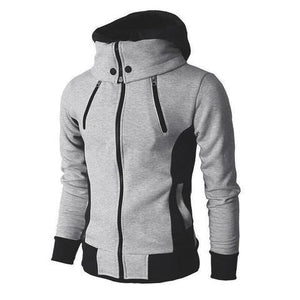 Men's Zip UP Hooded Jacket Fake Two Piece Sports Cardigan Casual Slim Sweatshirt Jacket - MISSCLAUS