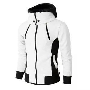 Men's Zip UP Hooded Jacket Fake Two Piece Sports Cardigan Casual Slim Sweatshirt Jacket - MISSCLAUS