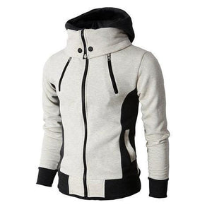 Men's Zip UP Hooded Jacket Fake Two Piece Sports Cardigan Casual Slim Sweatshirt Jacket - MISSCLAUS
