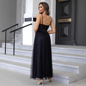 New Solid Color Chiffon Slim - fit Oblique Shoulder Long Irregular Hem Dress - MISSCLAUS