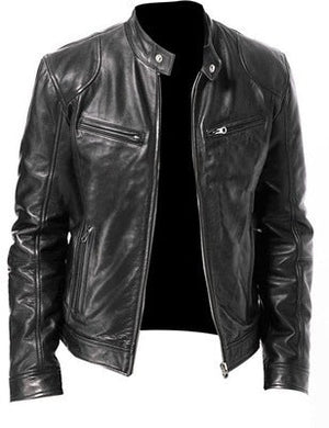 PU Leather Jacket Slim Leather Jacket - MISSCLAUS