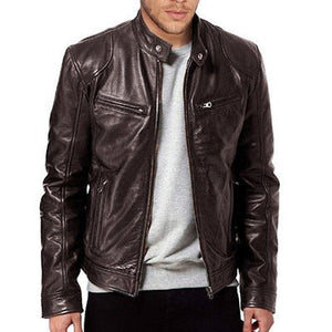 PU Leather Jacket Slim Leather Jacket - MISSCLAUS
