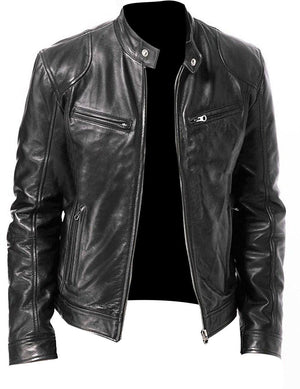 PU Leather Jacket Slim Leather Jacket - MISSCLAUS