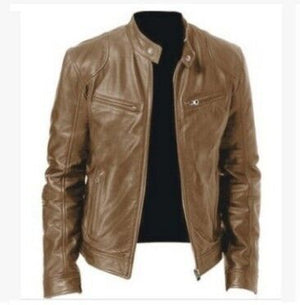 PU Leather Jacket Slim Leather Jacket - MISSCLAUS
