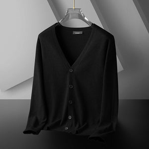 Thin Trendy Casual Outdoor Cotton Knitwear Black Sweater - MISSCLAUS