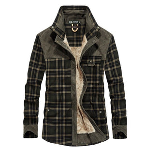 Winter Jacket Men Thicken Warm Fleece Jackets Coats Pure Cotton Plaid Jacket Military Clothes - MISSCLAUS