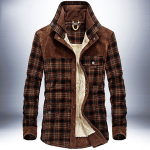 Winter Jacket Men Thicken Warm Fleece Jackets Coats Pure Cotton Plaid Jacket Military Clothes - MISSCLAUS