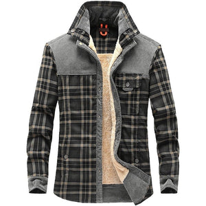 Winter Jacket Men Thicken Warm Fleece Jackets Coats Pure Cotton Plaid Jacket Military Clothes - MISSCLAUS