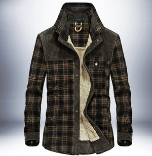 Winter Jacket Men Thicken Warm Fleece Jackets Coats Pure Cotton Plaid Jacket Military Clothes - MISSCLAUS