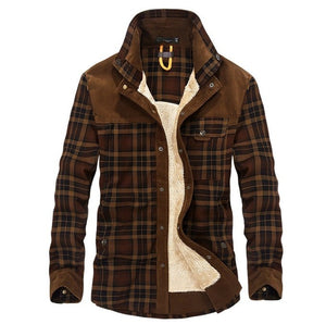 Winter Jacket Men Thicken Warm Fleece Jackets Coats Pure Cotton Plaid Jacket Military Clothes - MISSCLAUS