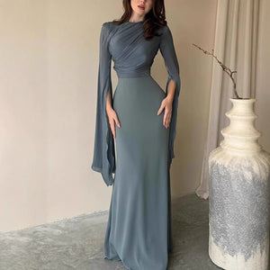 Women's Fashion Temperament Crew Neck Slim Fit Dress - MISSCLAUS