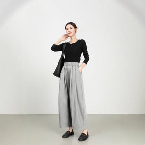 Women's Fine Twill Sandcard Elastic Waist Casual Pants - MISSCLAUS