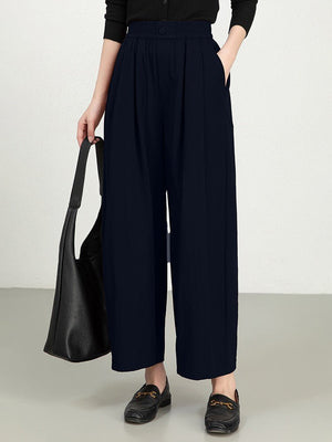 Women's Fine Twill Sandcard Elastic Waist Casual Pants - MISSCLAUS