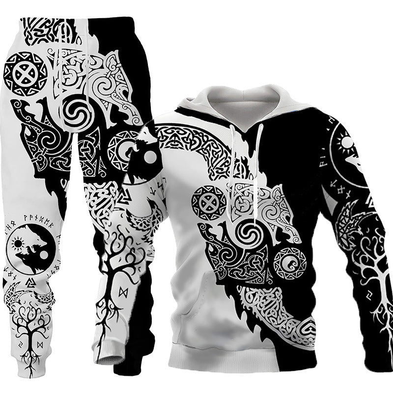 3D Wolf Print Tracksuit Men Sportswear Hooded Sweatsuit Two Piece Outdoors Running Fitness Mens Clothing Jogging Set - MISSCLAUS