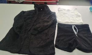 3pcs Womens Clothing Long Sleeve Crop Tank Top And Drawstring Shorts Pajama Set - MISSCLAUS